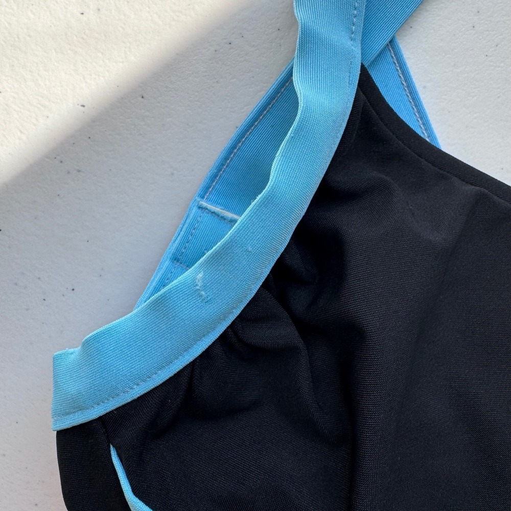 Carol Wior Slimsuit Black Light Blue Underwire Vintage Size 10 - Picture 10 of 11